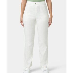 Hue U24382 Linen Straight Leg Pants Off White ( M )